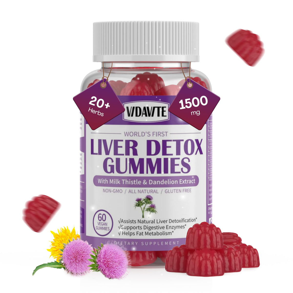 Gummies VIDAVITE et leur composition sur une étiquette