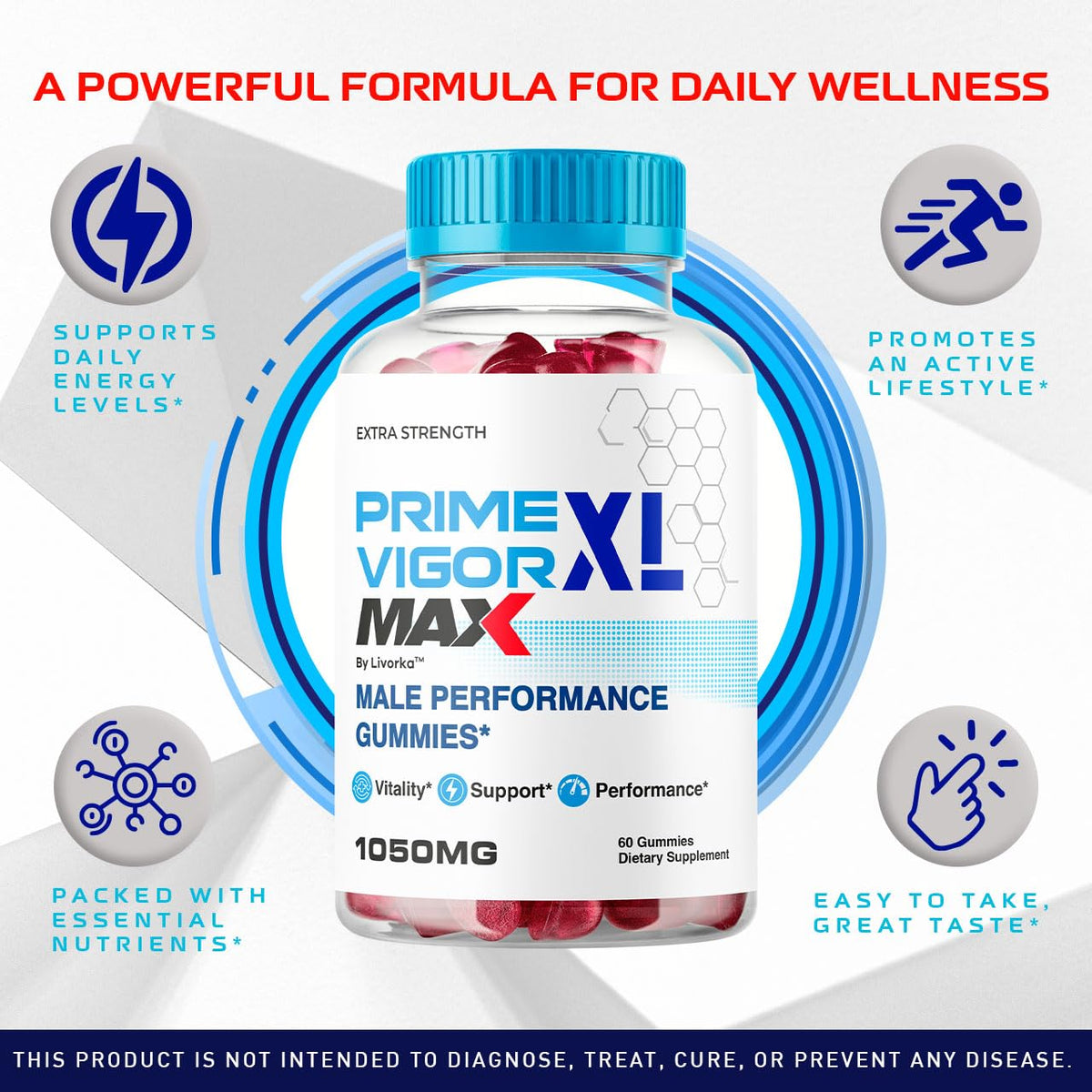 Gummies Vigor XL Max LIVORKA sur un fond neutre