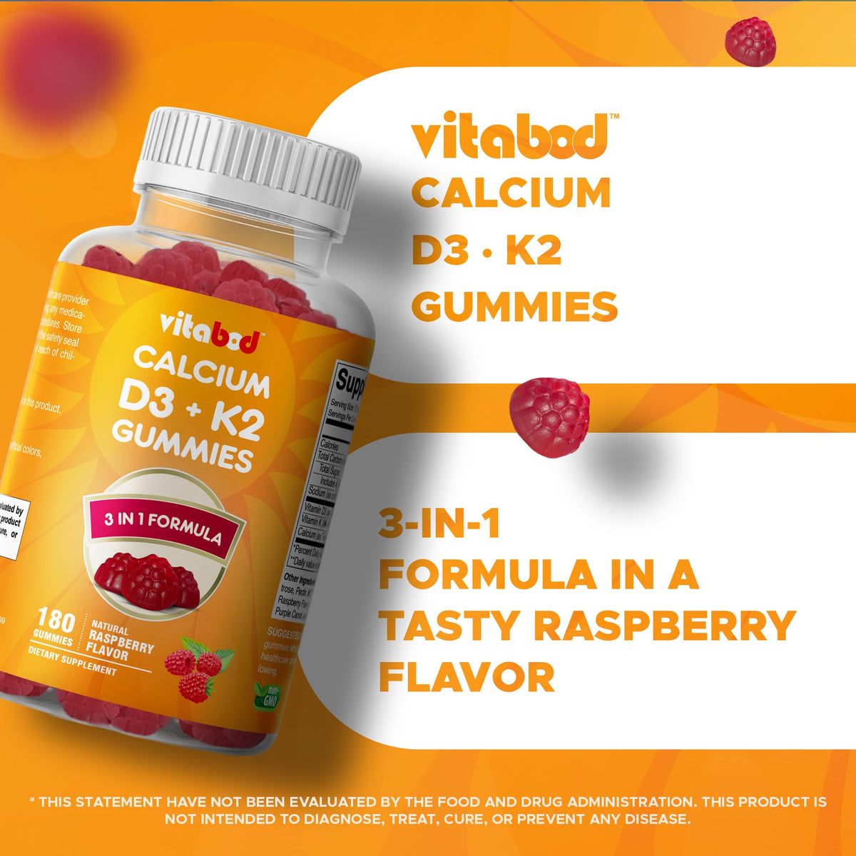 Gummies Vitabod D3 + K2 en gros plan sur une table