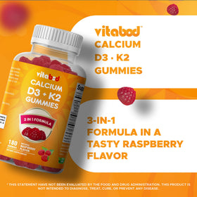 Gummies Vitabod D3 + K2 en gros plan sur une table