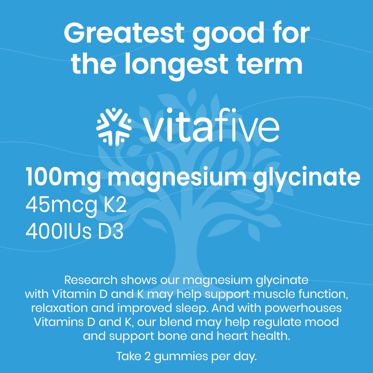 Gummies Vitafive montrant l'emballage et les gummies à l'intérieur