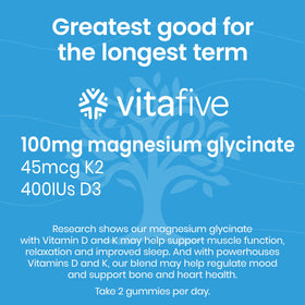 Gummies Vitafive montrant l'emballage et les gummies à l'intérieur