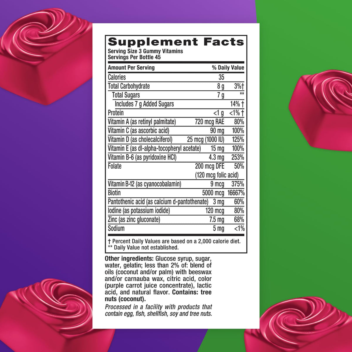 Gummies Vitafusion avec saveur naturelle de framboise
