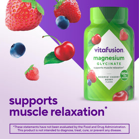 Gummies Vitafusion Magnésium Glycinate avec saveur cerise et myrtille