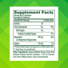 Gummies Vitafusion Magnésium Glycinate en portion de deux gummies