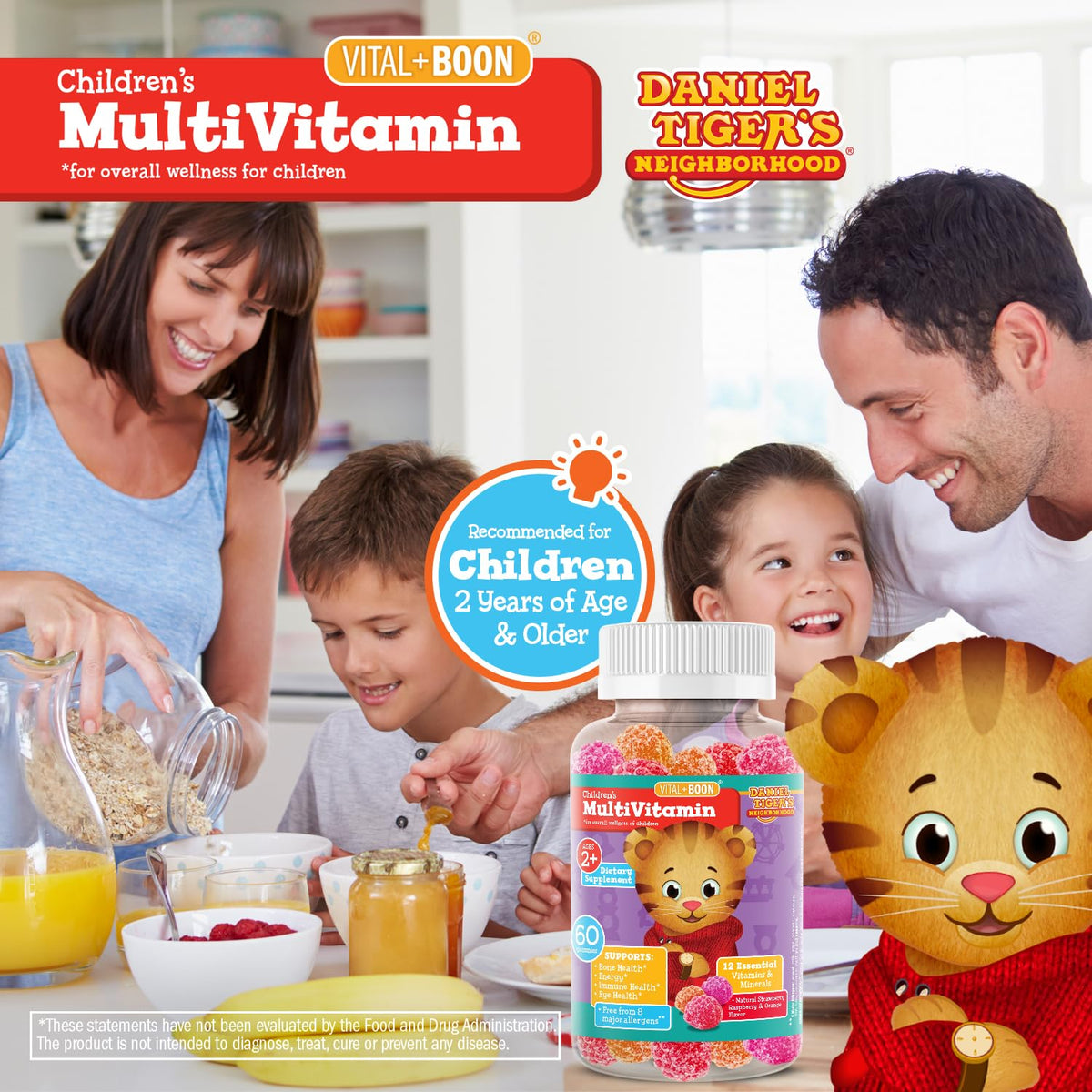Gummies Vital+Boon pour enfants, mise en scène avec des jouets