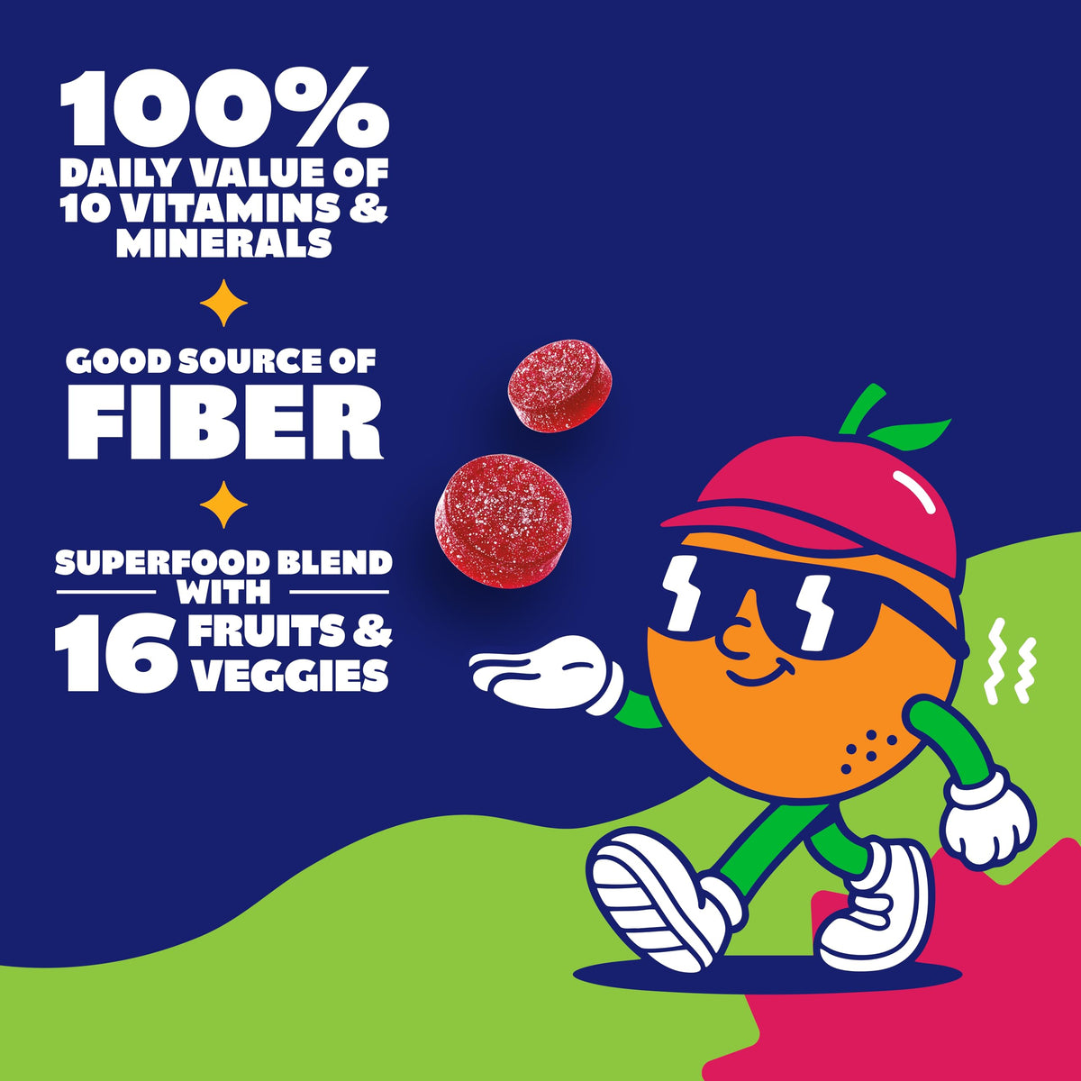 Gummies Vital Pals Superfood pour enfants, présentation sur une table