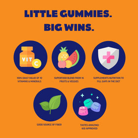 Gummies Vital Pals Superfood pour enfants, texture et couleur