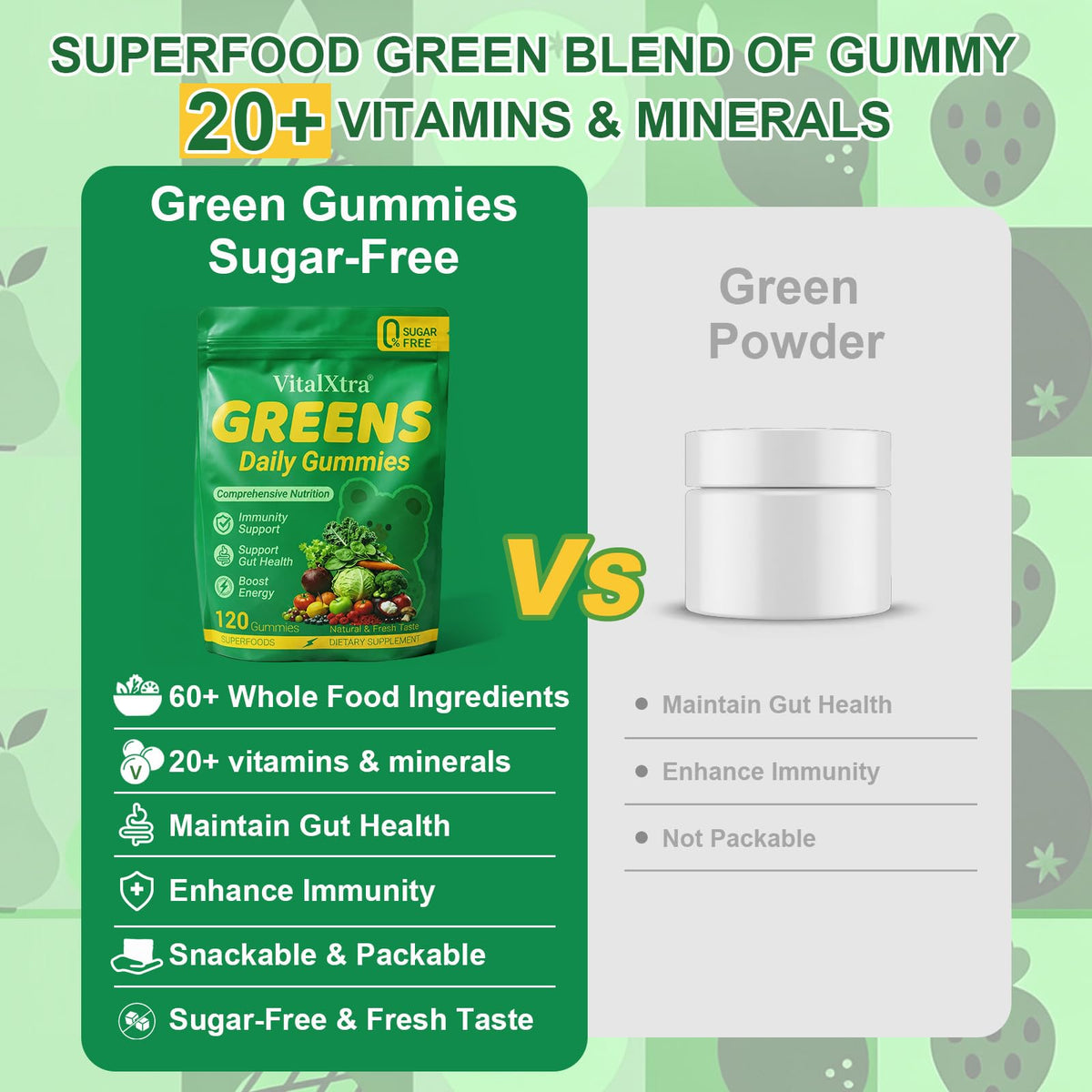 Gummies VitalXtra, affichage des valeurs nutritionnelles