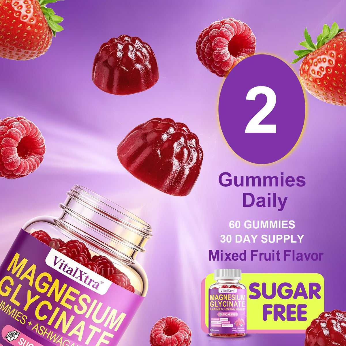 Gummies VitalXtra avec une cuillère, mise en scène