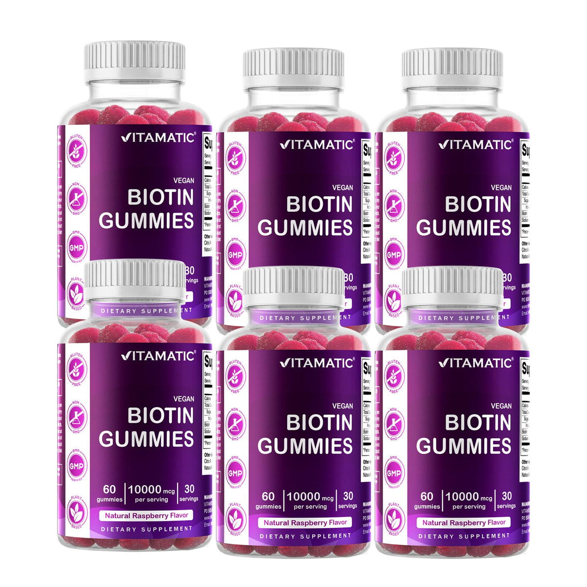 Gummies Vitamatic à la biotine 10 000 mcg, vue de face