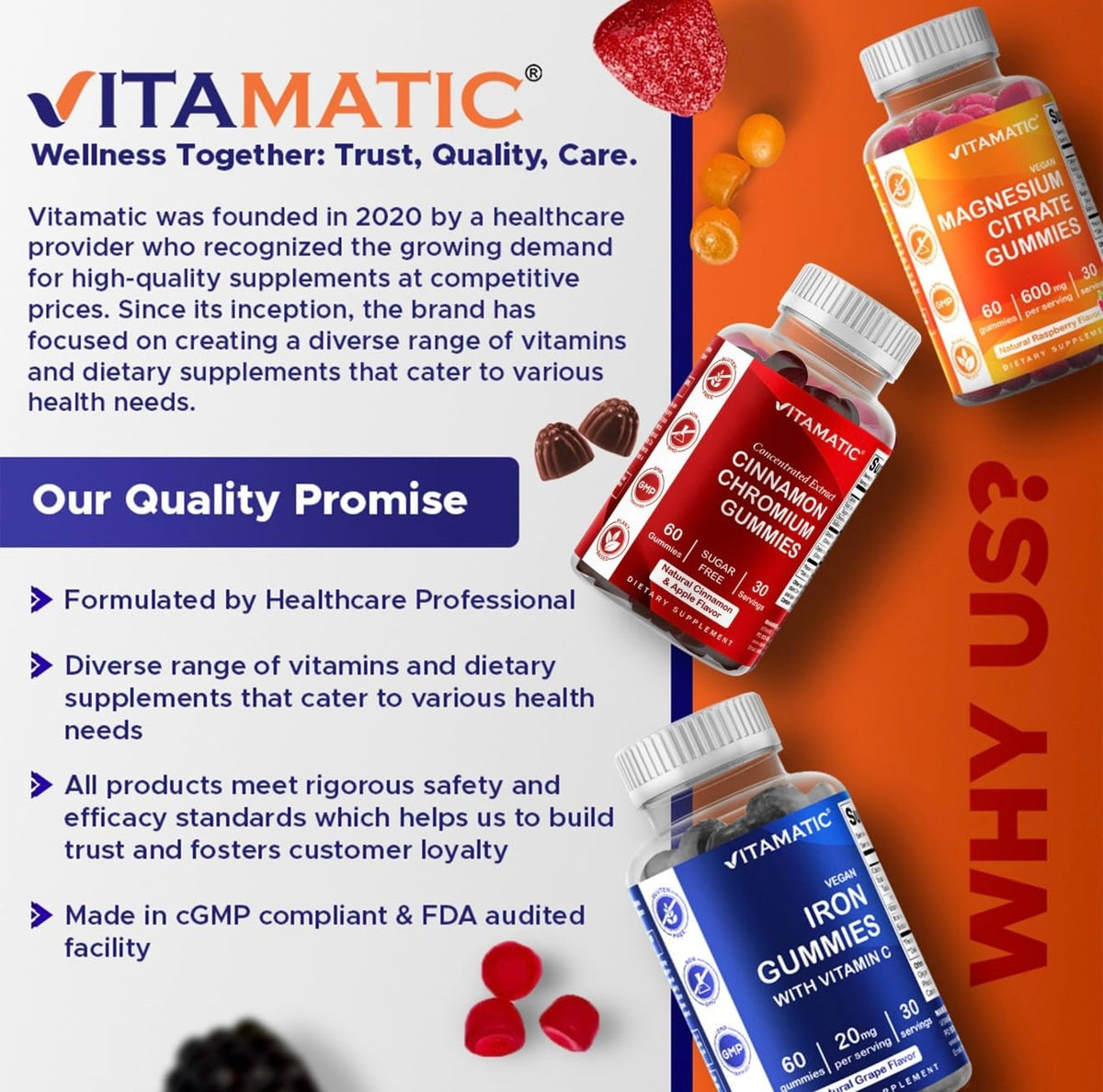 Gummies Vitamatic à la cannelle, ouvertes avec un aperçu des gummies