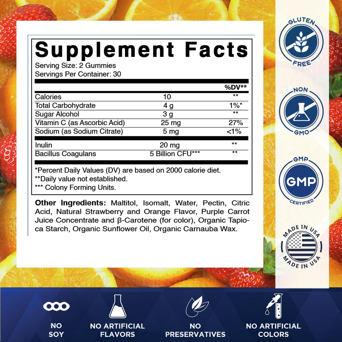 Gummies Vitamatic avec saveur d'orange et de fraise