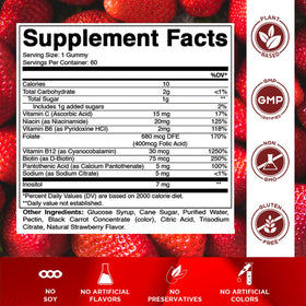 Gummies Vitamatic B-Complex montrant la texture et la couleur naturelle