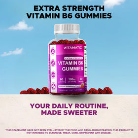 Gummies Vitamatic B6 100mg avec des ingrédients naturels autour