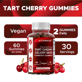 Gummies Vitamatic cerise acide sur une surface en bois
