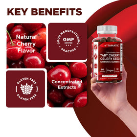 Gummies Vitamatic cerise acide sur une table
