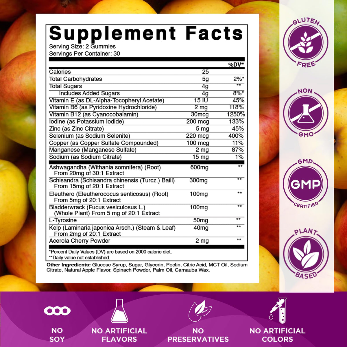 Gummies Vitamatic en forme de pomme sur une table