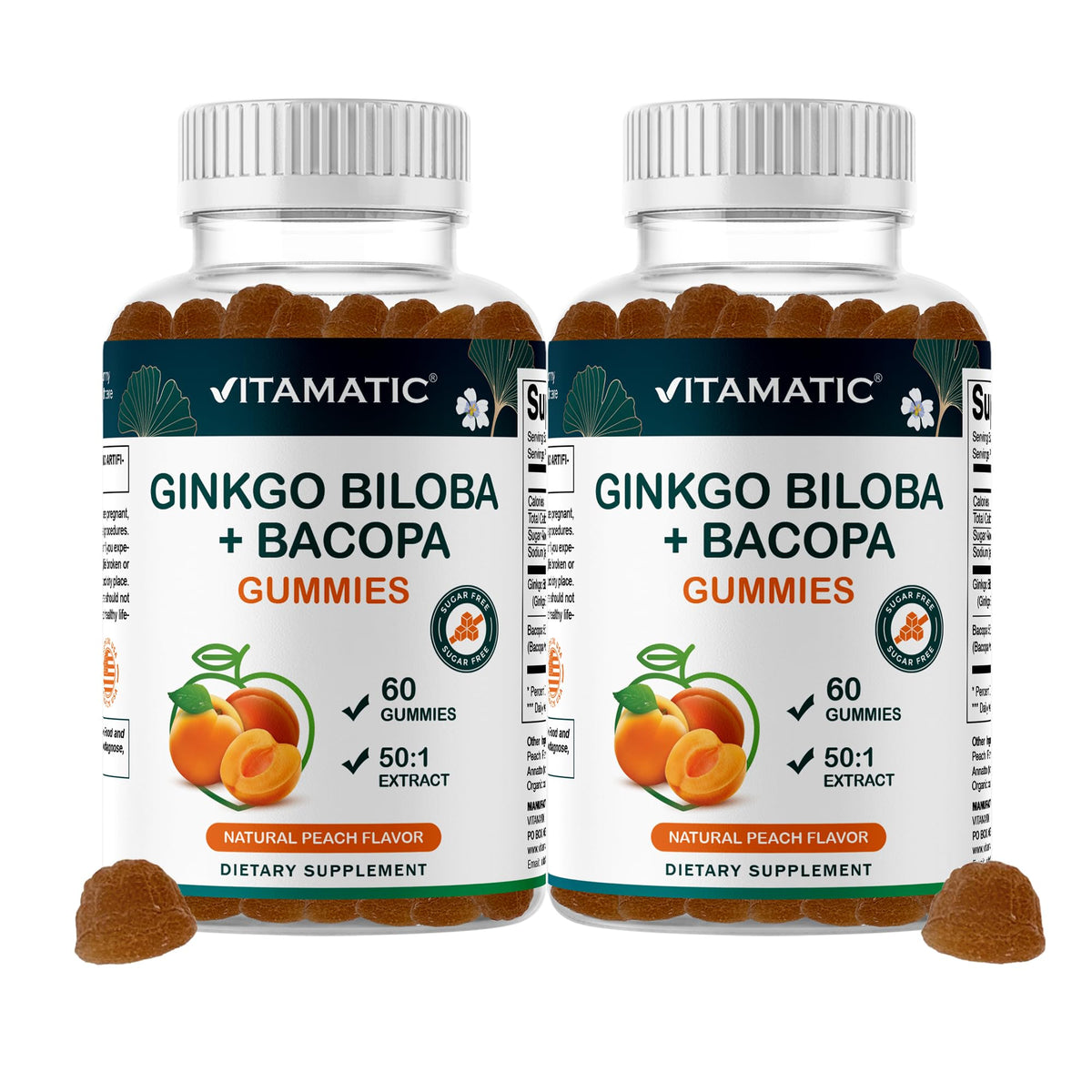 Gummies Vitamatic Ginkgo Biloba et Bacopa en pot avec étiquette