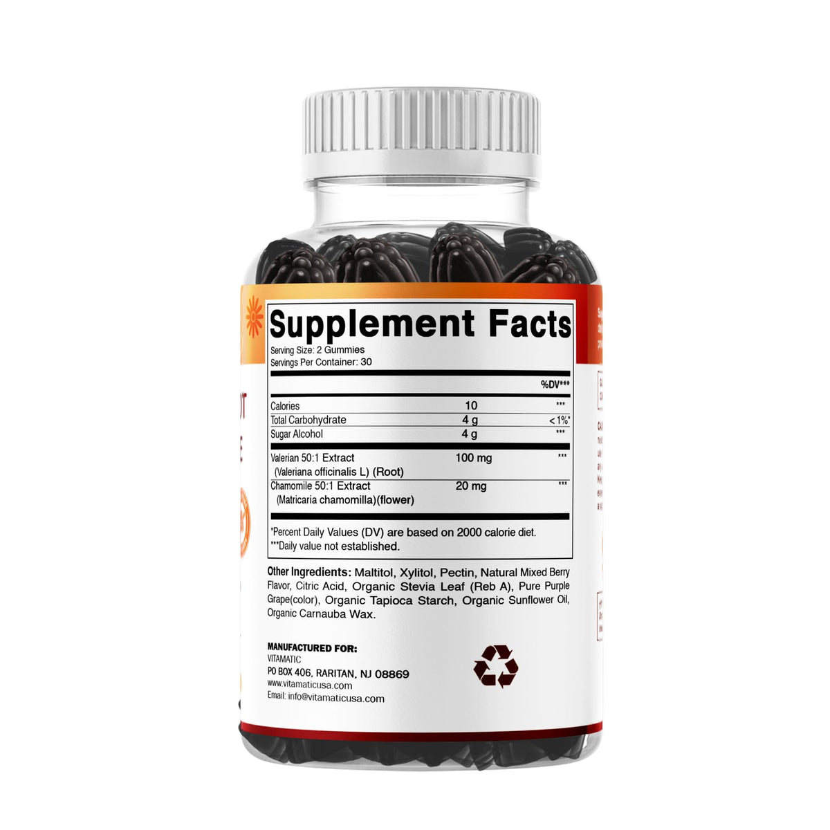 Gummies Vitamatic ouvertes avec une portion de 2 gummies