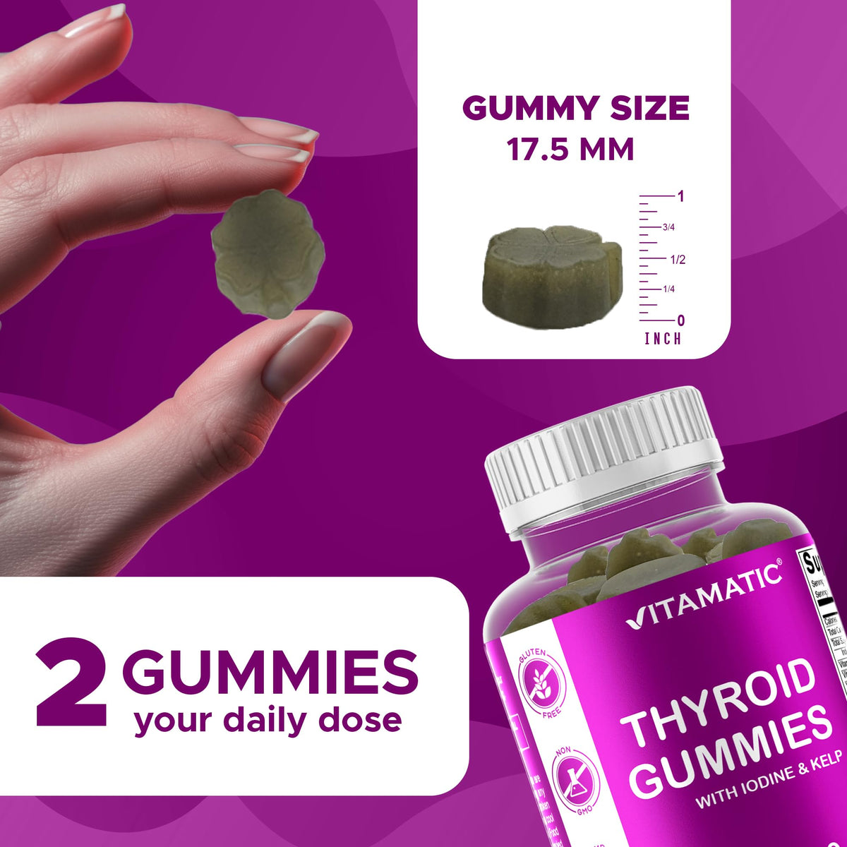 Gummies Vitamatic pour la thyroïde avec ingrédients listés