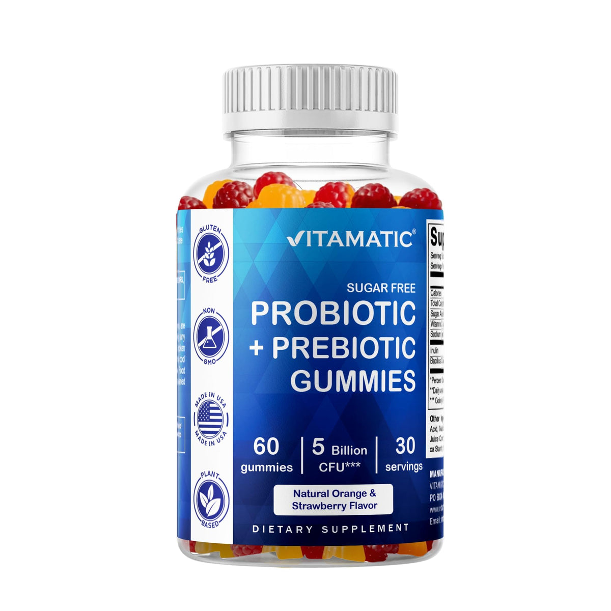 Gummies Vitamatic Probiotiques Prébiotiques sans sucre en pot