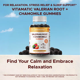 Gummies Vitamatic sur un fond naturel avec des plantes