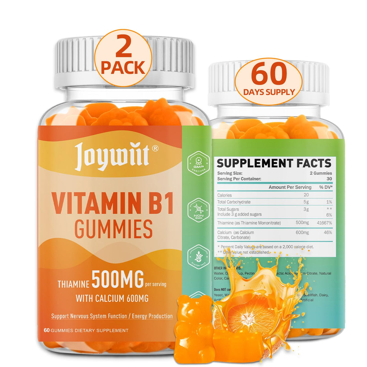 Gummies Vitamine B1 Joywiit 500mg en emballage avant