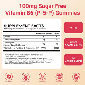 Gummies Vitamine B6 100mg Herbovella vue arrière avec ingrédients