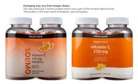 Gummies Vitamine C 250 mg Orange, emballage avec informations nutritionnelles