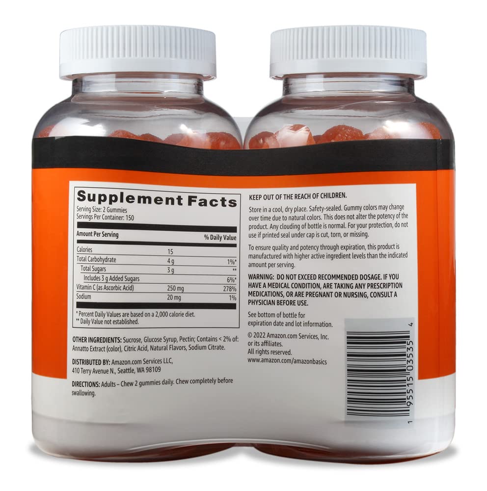 Gummies Vitamine C 250 mg Orange, vue de côté montrant le contenu