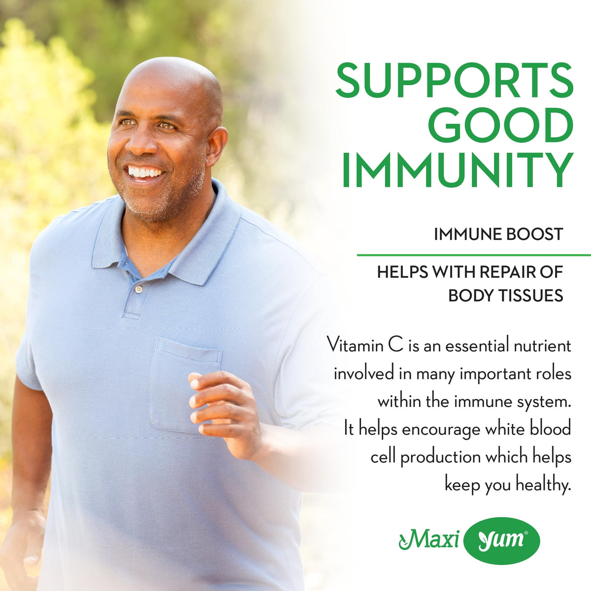 Gummies Vitamine C avec Zinc de Maxi Health, étiquette visible