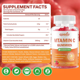 Gummies Vitamine C GGMMUU 250mg, vue de haut avec échantillon