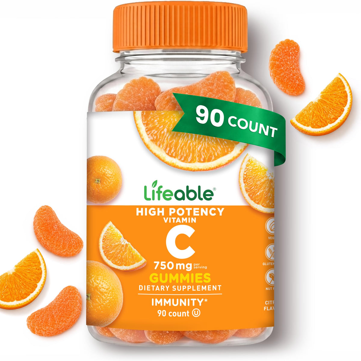Gummies vitamine C Lifeable 750 mg flacon de 90 pièces