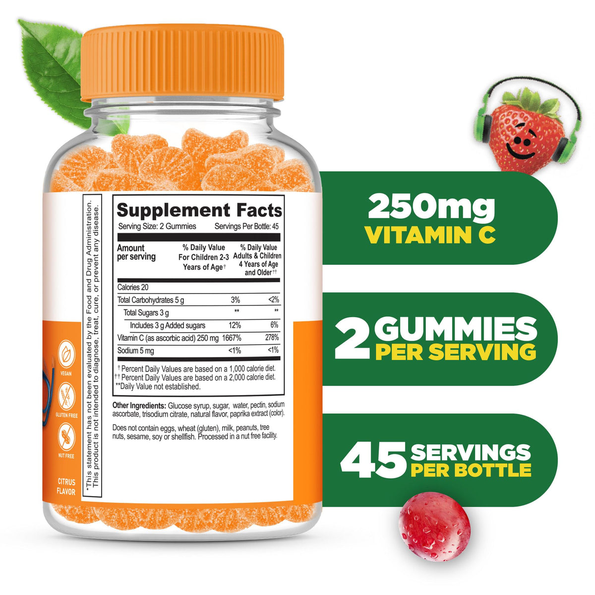 Gummies Vitamine C Lifeable en forme de jellies orange