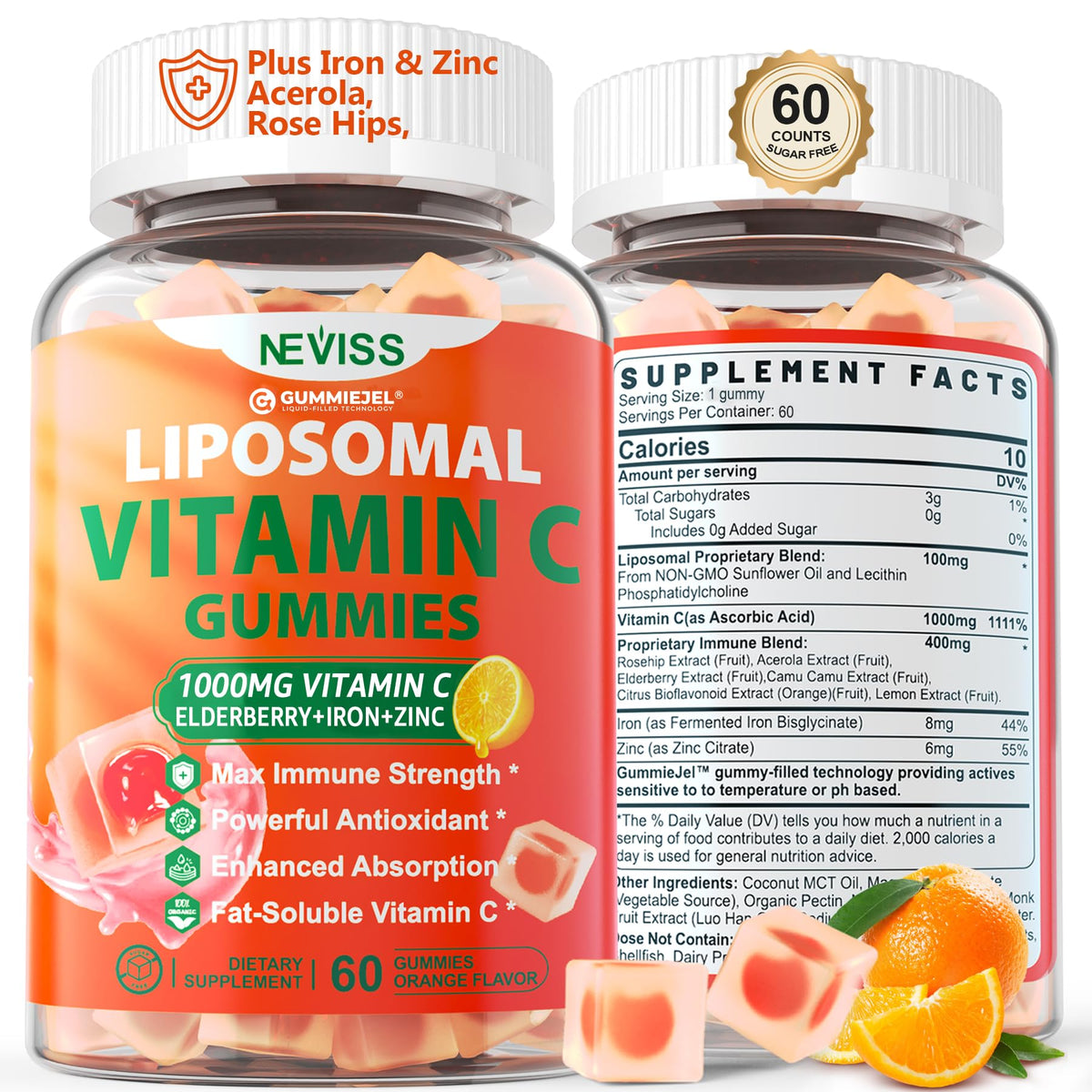 Gummies Vitamine C Liposomale NEVISS 1000mg, vue de face