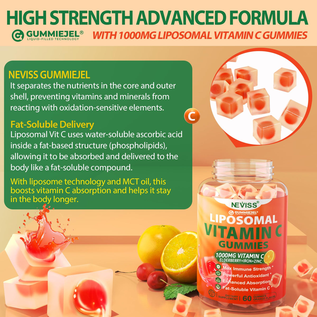Gummies Vitamine C NEVISS, présentation en groupe