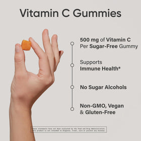 Gummies Vitamine C Sports Research avec un gummy en gros plan