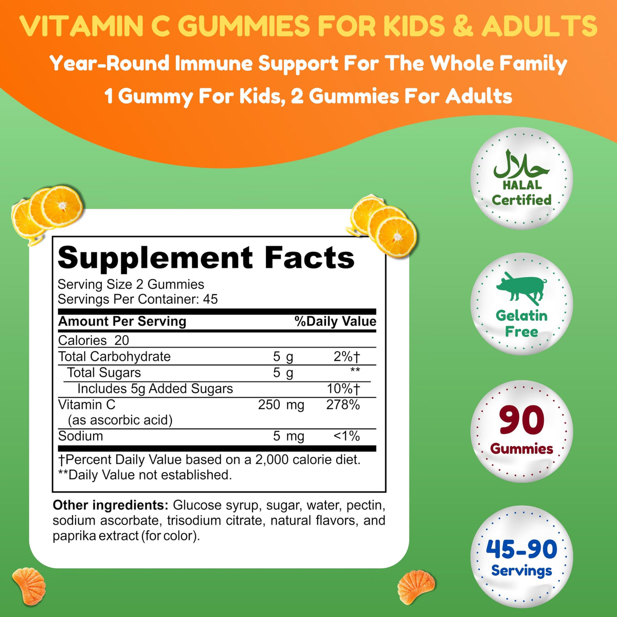 Gummies Vitamine C Vegan SHIFAA NUTRITION vue de face