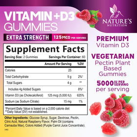 Gummies Vitamine D3 125 mcg Nature's Nutrition sur une table