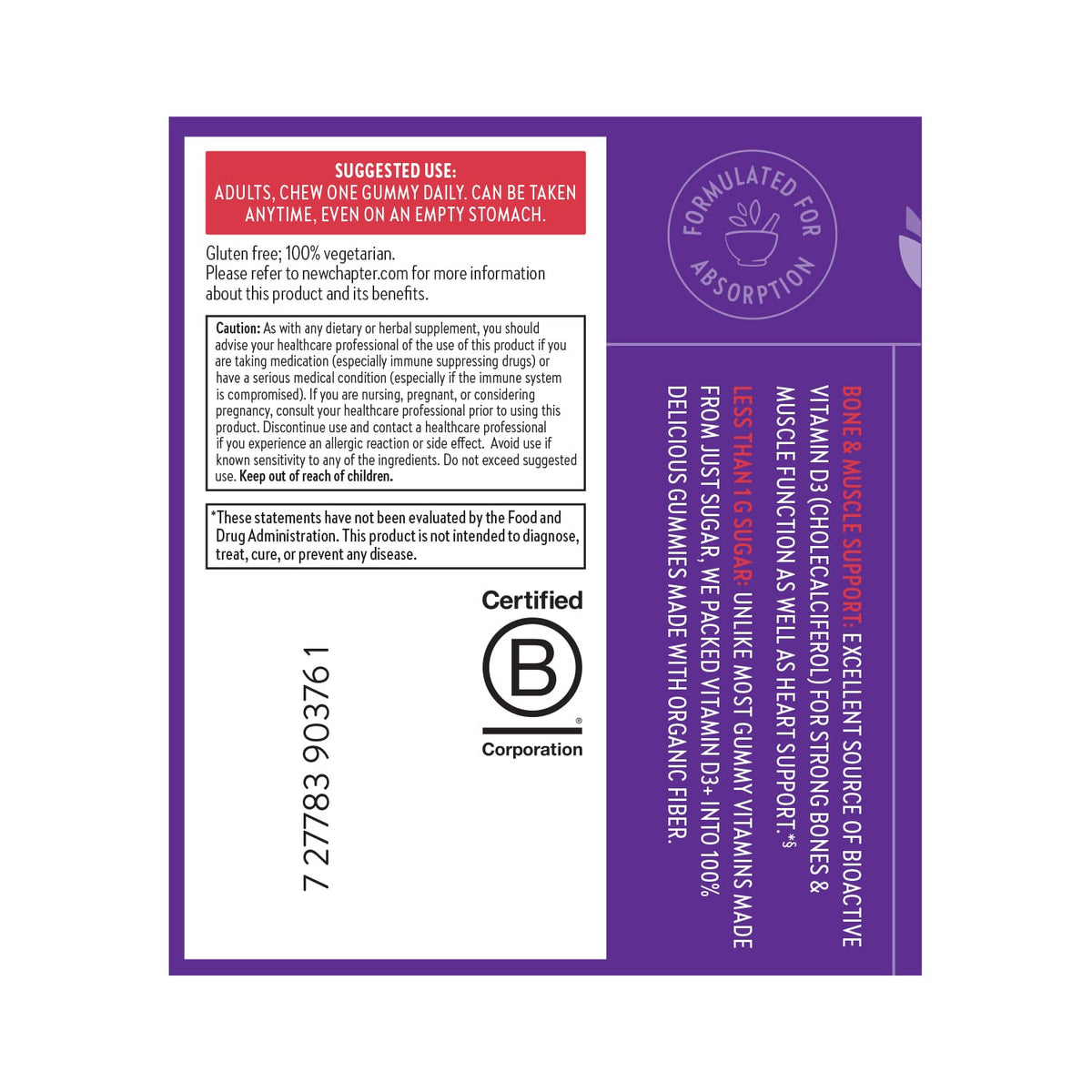 Gummies Vitamine D3 Bio New Chapter avec des fruits frais