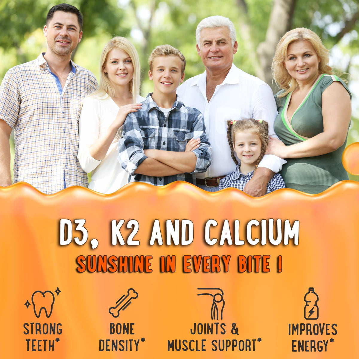 Gummies Vitamine D3 K2 & Calcium 5000 IU de OH MY CHEWY, saveurs de fruits