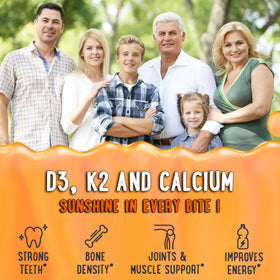 Gummies Vitamine D3 K2 & Calcium 5000 IU de OH MY CHEWY, saveurs de fruits