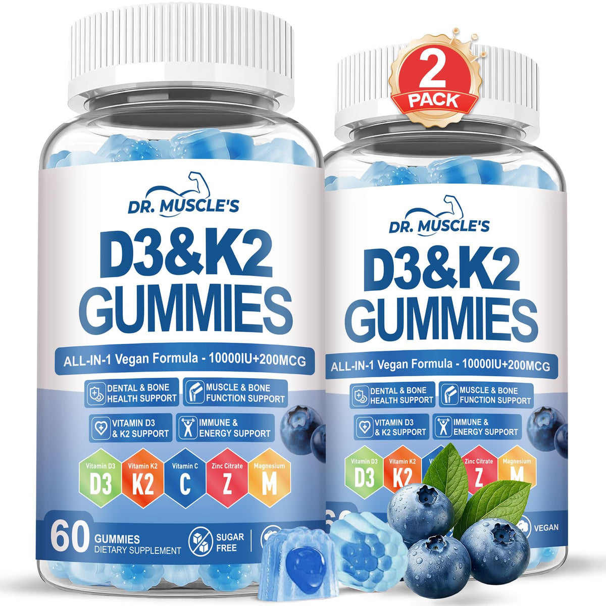 Gummies Vitamine D3 K2 DR. MUSCLE'S vue de face