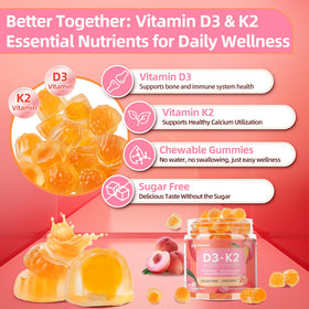 Gummies Vitamine D3 K2 IRIDESICENT, présentation sur une table