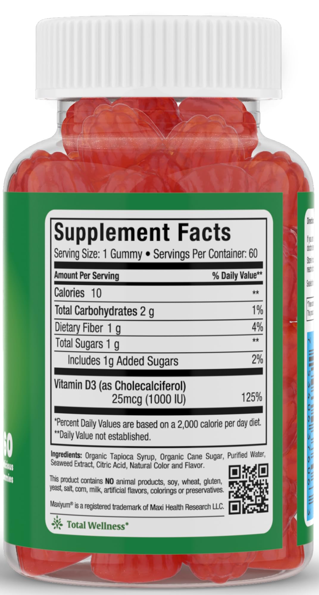 Gummies Vitamine D3 Maxi Health sur une table, présentation