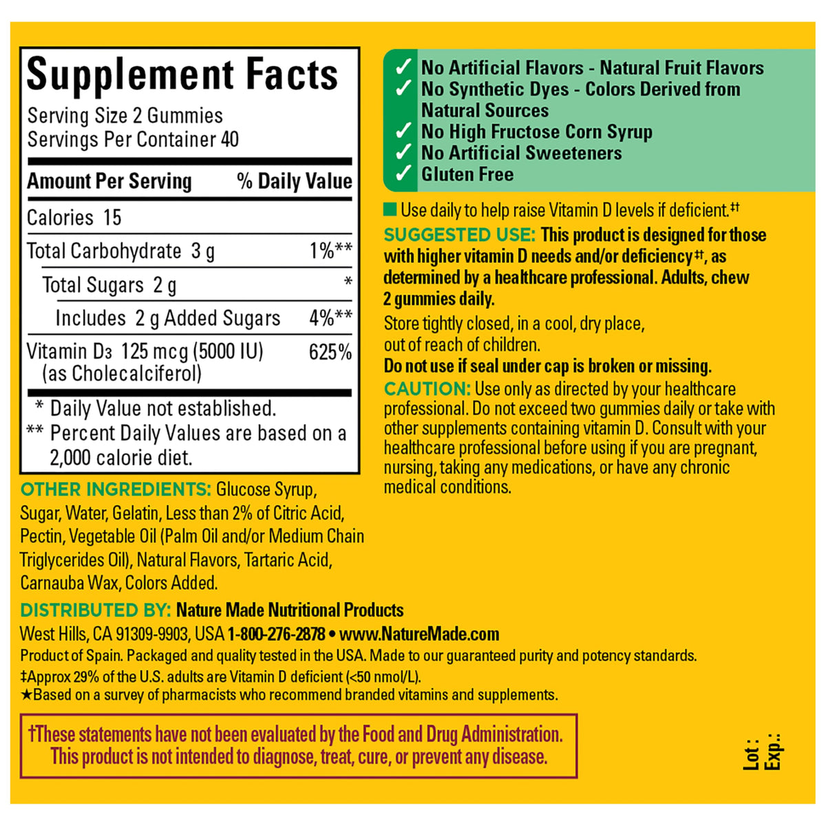 Gummies Vitamine D3 Nature Made dans une main, mise en situation