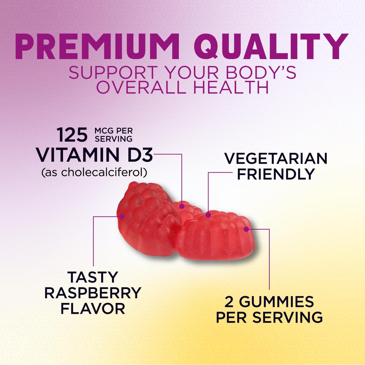 Gummies Vitamine D3 Nature's Nutrition avec portion visible