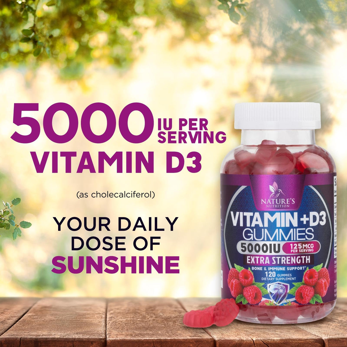 Gummies Vitamine D3 Nature's Nutrition en gros plan
