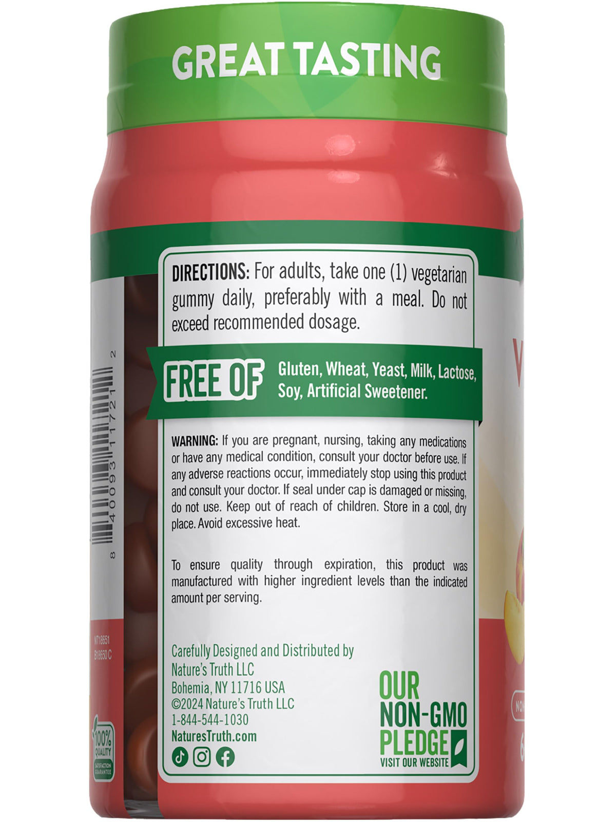 Gummies Vitamine D3 Nature's Truth montrant les ingrédients